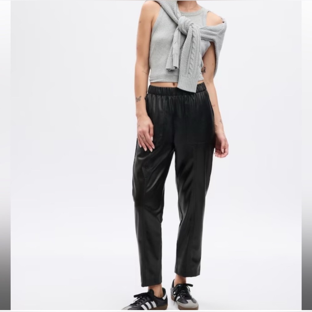 Gap High Rise Vegan Leather Straight Pull-On Pants Trousers women’s size XL NWT